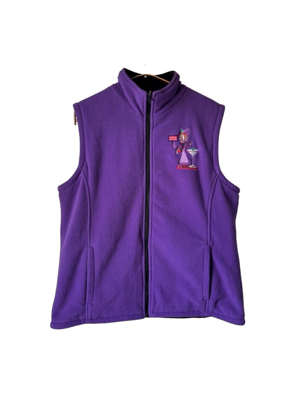Vintage Reversible Purple Fleece Vest with Attitude Embroidery